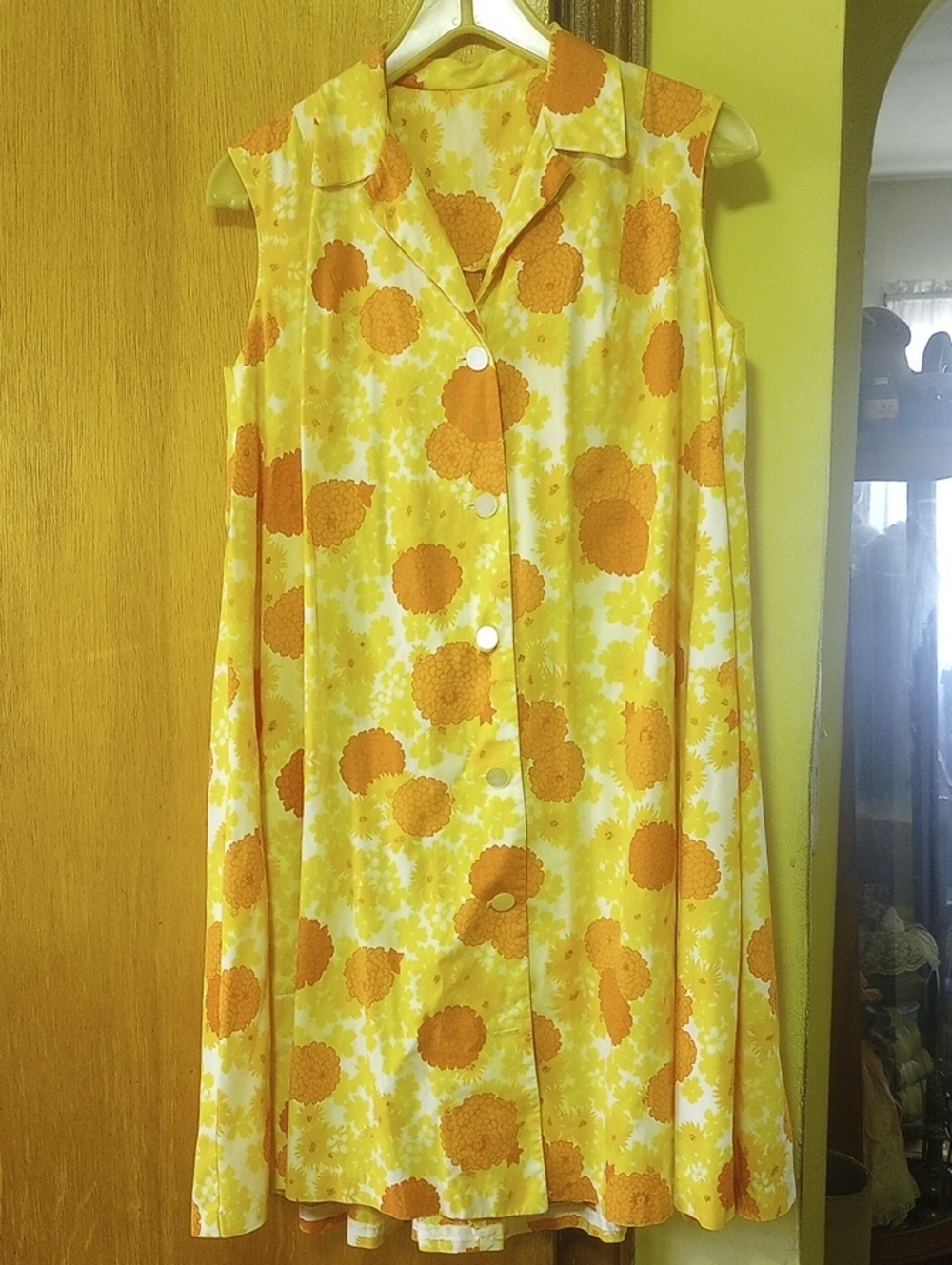 Sleeveless Yellow & Orange Floral Mini Dress